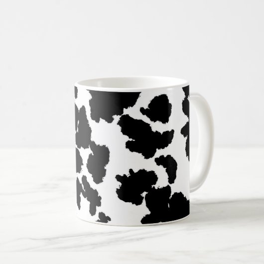白黒の牛の隠しファーパターン コーヒーマグカップ (正面右)