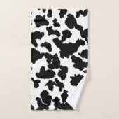白黒の牛の隠しファーパターン バスタオルセット (ハンドタオル)