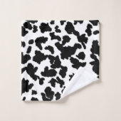 白黒の牛の隠しファーパターン バスタオルセット (ウォッシュタオル)