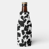 白黒の牛の隠しファーパターン ボトルクーラー (ボトル正面)