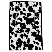 白黒の牛の隠しファーパターン ミディアムペーパーバッグ (正面)