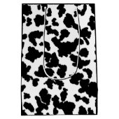 白黒の牛の隠しファーパターン ミディアムペーパーバッグ (裏面)