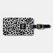 白黒の牛モノグラム ラゲッジタグ (正面横)