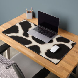白黒の牛革パターン デスクマット