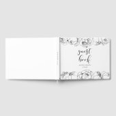 白黒の牡丹のエレガントな結婚式 ゲストブック (全面)