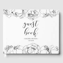 白黒の牡丹のエレガントな結婚式 ゲストブック