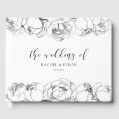 白黒の牡丹のエレガントな結婚式 ゲストブック (正面)
