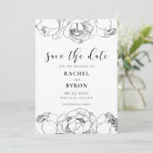 白黒の牡丹のエレガントな結婚式 セーブザデート (スタンド正面)