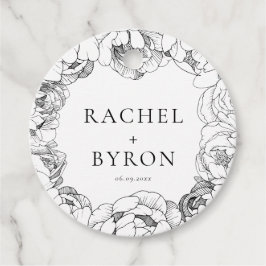 白黒の牡丹のエレガントな結婚式 フェイバータグ