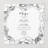 白黒の牡丹のエレガントな結婚式 メニュー (正面)