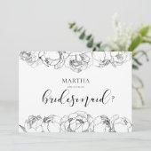 白黒の牡丹のブライドメイド提案カード 招待状 (スタンド正面)