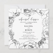 白黒の牡丹のリハーサルエレガントディナー 招待状 (正面)