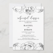 白黒の牡丹のリハーサルエレガントディナー 招待状 (正面)