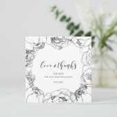 白黒の牡丹の愛エレガントとカー感謝していド サンキューカード (スタンド正面)