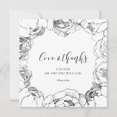 白黒の牡丹の愛エレガントとカー感謝していド サンキューカード (正面)