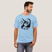 白黒の牡羊座ラグラン Tシャツ (正面フル)