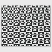 白黒の犬が四角く歩く ラッピングペーパー (フラット)