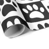 白黒の犬が四角く歩く ラッピングペーパー (ロールコーナー)