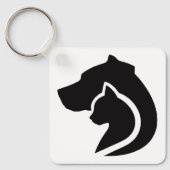 白黒の犬と猫 キーホルダー (正面)
