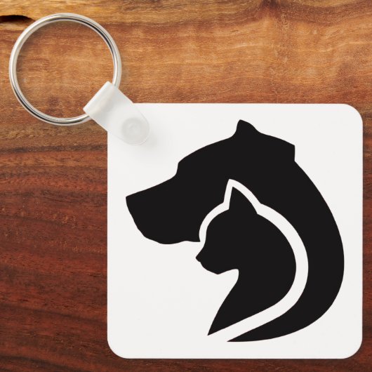 白黒の犬と猫 キーホルダー (正面)