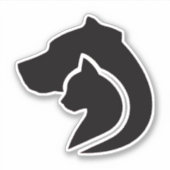 白黒の犬と猫 シール (正面)