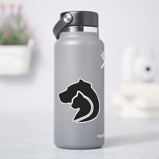 白黒の犬と猫 シール (HydroFlask)
