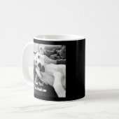 白黒の犬と遊パパの写真 コーヒーマグカップ (正面左)