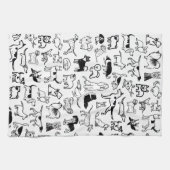 白黒の犬のパターン |かわいい犬の恋人 キッチンタオル (横)