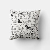 白黒の犬のパターン |かわいい犬の恋人 クッション (裏面)