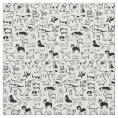 白黒の犬のパターン |かわいい犬の恋人 ファブリック (見本)