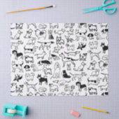 白黒の犬のパターン |かわいい犬の恋人 薄葉紙 (クラフト)