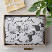 白黒の犬のパターン |かわいい犬の恋人 薄葉紙 (ギフト)