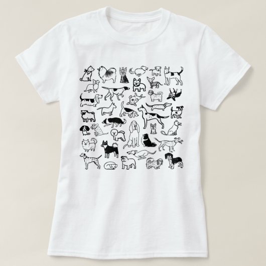 白黒の犬のパターン |カッコいい犬好き Tシャツ (デザイン正面)