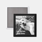 白黒の犬のパパ愛遊の写真 マグネット (正面/裏面)