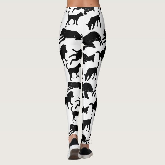 白黒の犬のペットのスタンプのパターン レギンス (裏面)
