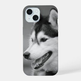 白黒の犬の写真をカスタマイズできるグッズ iPhone 15ケース