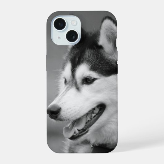 白黒の犬の写真をカスタマイズできるグッズ iPhone 15ケース (裏面)