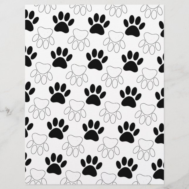 白黒の犬の手の印刷パターン (正面)