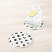 白黒の犬の手の印刷パターン コースター (側面)