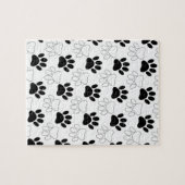 白黒の犬の手の印刷パターン ジグソーパズル (横)