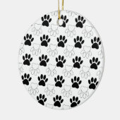 白黒の犬の手の印刷パターン セラミックオーナメント (左)