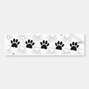 白黒の犬の手の印刷パターン バンパーステッカー