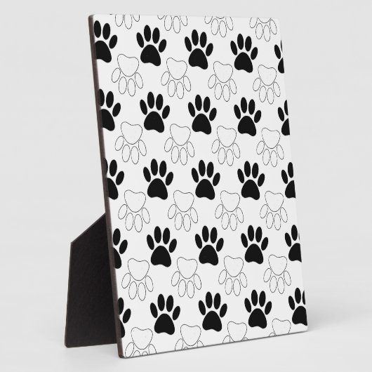 白黒の犬の手の印刷パターン フォトプラーク (側面)