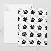 白黒の犬の手の印刷パターン ポストカード (正面/裏面)