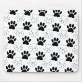 白黒の犬の手の印刷パターン マウスパッド (正面)