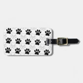 白黒の犬の手の印刷パターン ラゲッジタグ (正面横)