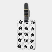 白黒の犬の手の印刷パターン ラゲッジタグ (正面縦)