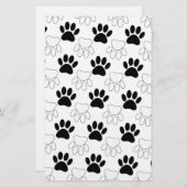 白黒の犬の手の印刷パターン 便箋 (正面/裏面)