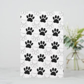 白黒の犬の手の印刷パターン 便箋 (スタンド正面)
