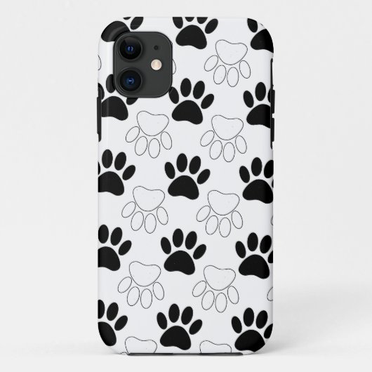 白黒の犬の手の印刷パターン Case-Mate iPhoneケース (裏面)